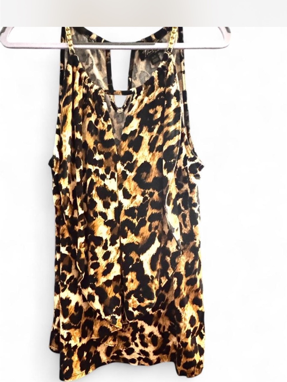 Thalia Sodi Leopard Print Halter Camisole - Gold Black